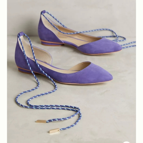 Guilhermina Suede Ankle-Tie Flats 9M - Picture 1 of 12